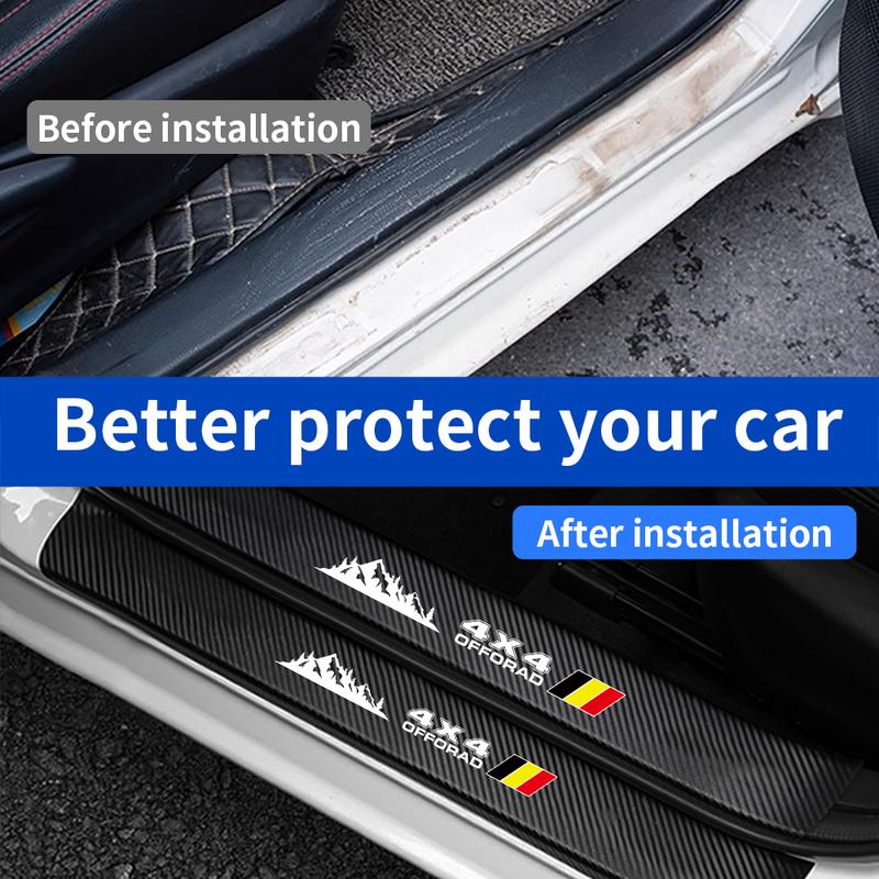 4x4 Car Door Sill Trunk Protector Stickers for Toyota Tacoma TRD 4Runner Tundra Rav4 Highlander Carbon Fibre TRD Offroad Decals