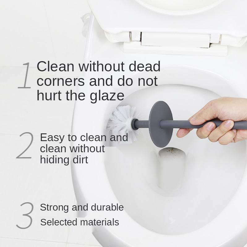 Eco-friendly Toilet Brush Set, Plastic with Base for Toilet and Toilet, Silicone Long Handle Cleaning Brush Easy To Store
