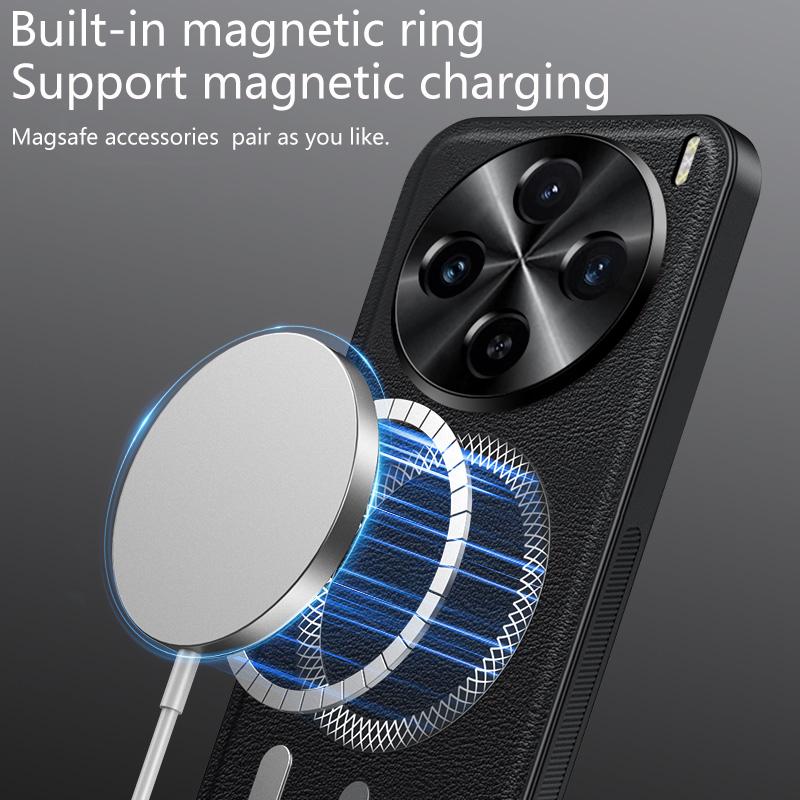 For Vivo X100 Case Magnetic Elegant Leather Wear-Resistant Lens Fully Covered Non-Slip Grip Edge Cover Shell
