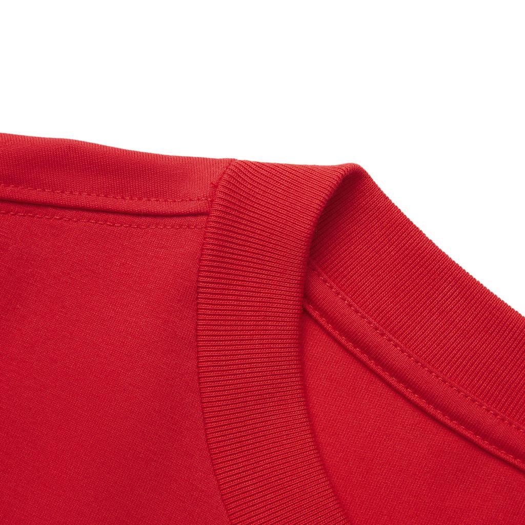 Li Ning Comfortable Versatile Casual Simple Round Neck Pullover Short Sleeve T-Shirt Men Tops Cinnabar-Red AHSV039-2