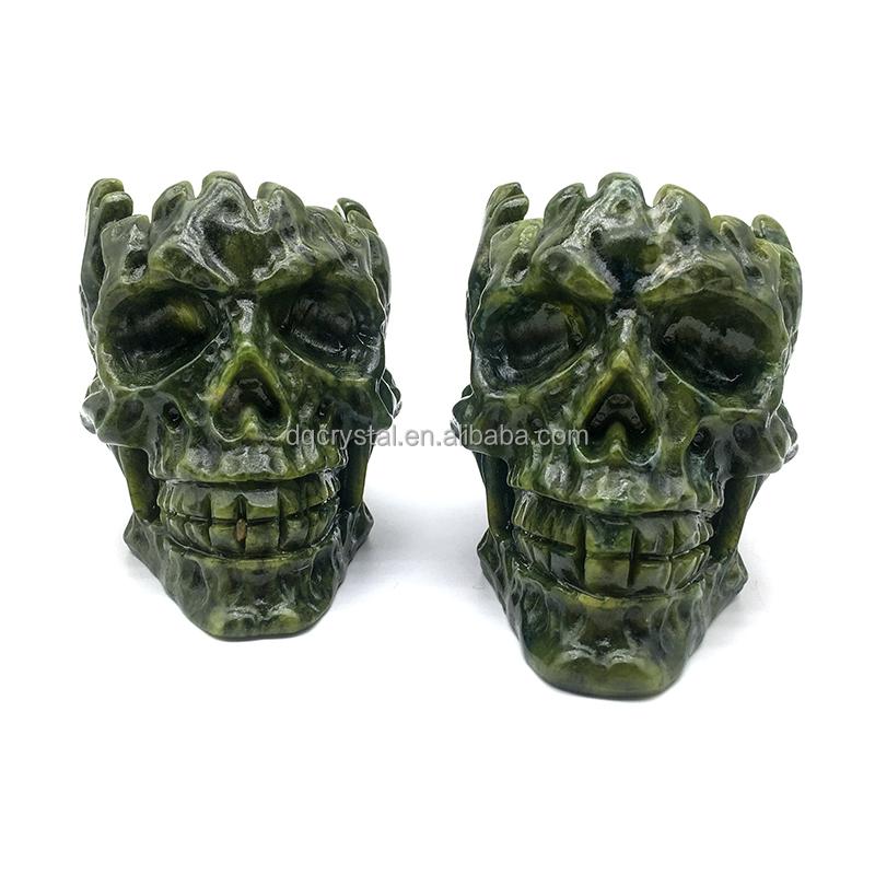 Crystal Green Jade 10cm Skulls Carvings Skulls Hand Carved Crystal Skulls Bowl for Sale