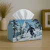 1pc Party Tissue Box, Contemporary Design, Versatile Tissue Holder, Blue Winter Ski Snow Theme, Outdoor Event Supplies, Daily Desktop Tissue Organizer