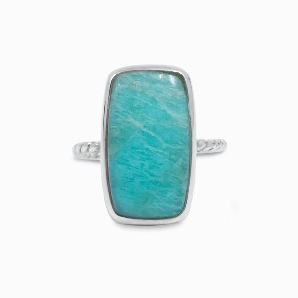 Authentic Czech Republic Amazonite Rough Gemstone 925 Solid Sterling Silver Handmade Ring Jewelry, Statement Women Ring, Gift For Her.
