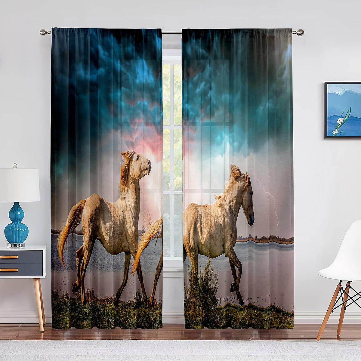 Прозрачная вуаль с изображением лошади — фото 16