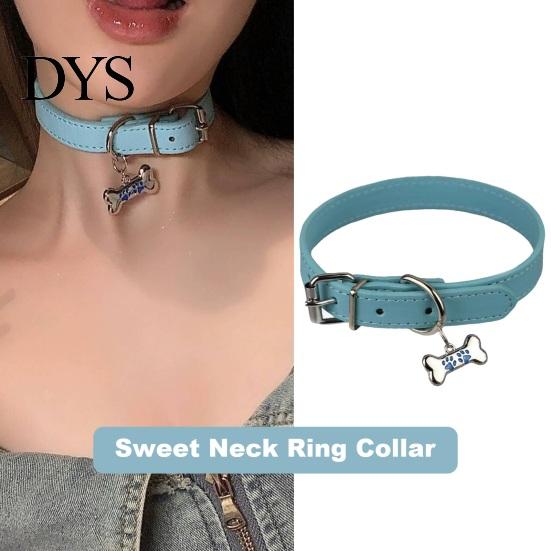 Bequeme Kurze Halskette Damen Choker Knochen Anhänger Mehrere Löcher Verstellbare Länge Metallschnalle Kunstleder Faux