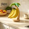 Tropical Kitchen Decor Wooden Banana Hanger, Coconut Tree Shape, with Metal Hook, Fruit Stem Hanger Theme Stable Base Rack, for Countertop Solid Wood