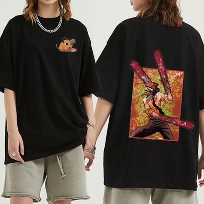 Japon animesi Testere Adam Denji T-Shirt Komik Manga Pochita Makima Grafik Baskılı Kısa Kollu T Gömlek Pamuklu Tişörtlerin Cosplay Street...