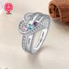 Anillo de Corazón con Piedras Natales de 12 Colores con Nombres de Familia Grabados - Perfecto para el Día de la Madre y Navidad