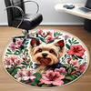 1pc Floral Yorkie Chair Carpet for Office, Non-slip, Soft and Durable Office Rug, Perfect for Office Yy260127140