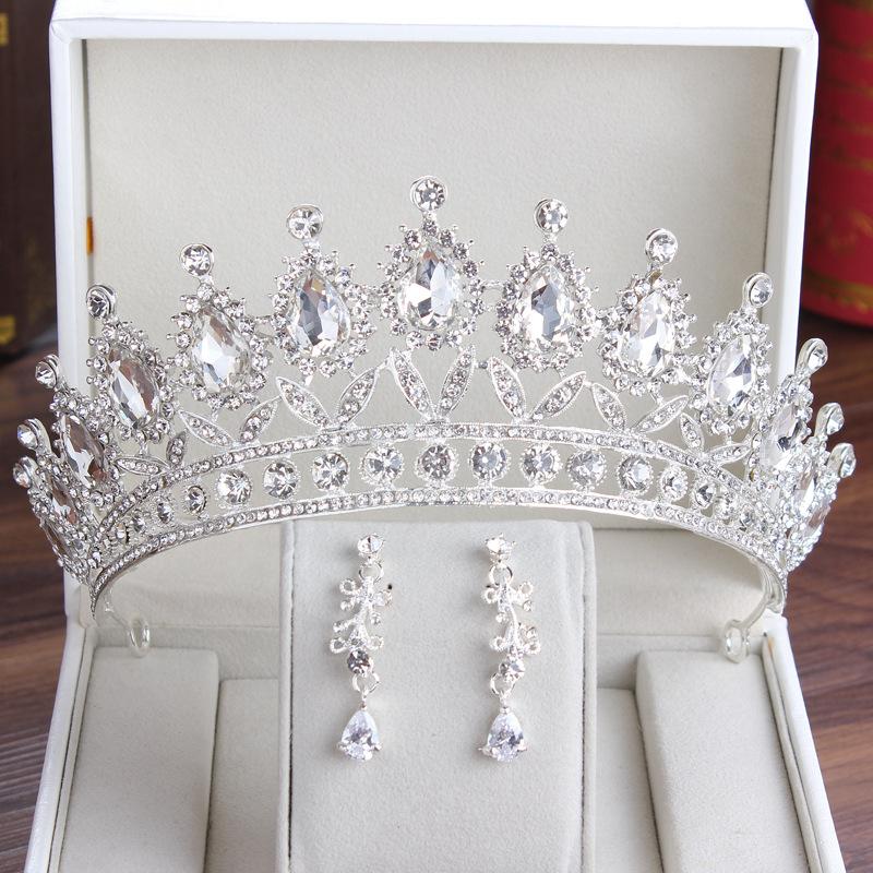 Hochzeitsschmuck-Sets Diademe und Kronen für die Braut Prinzessin Kopfbedeckung Ohrring Halskette Schmuck-Set Großhandel Braut Kopfschmuck
