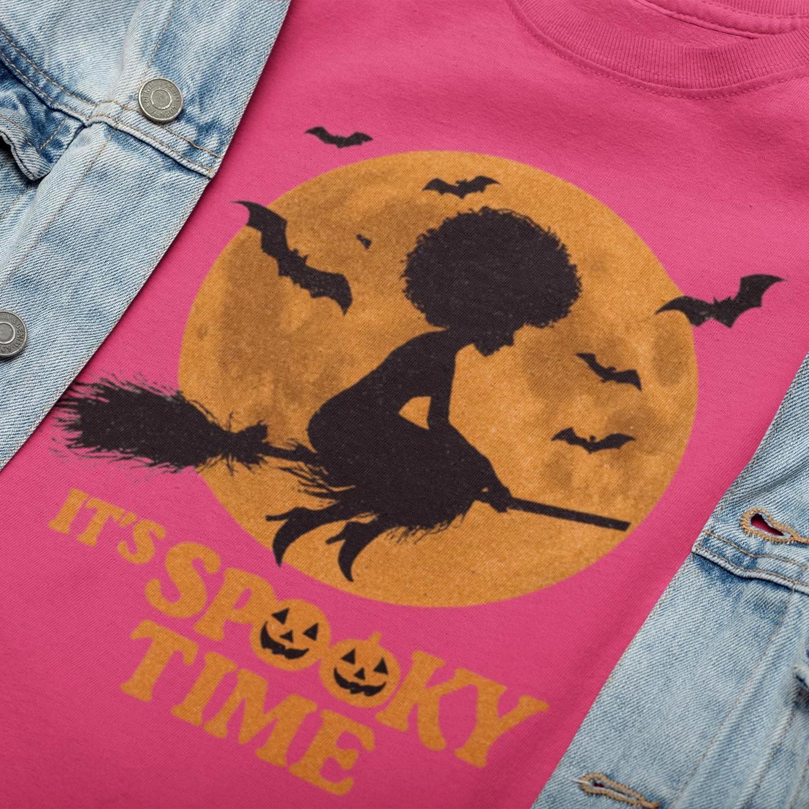 Its Spooky Time Ebony Witch Tshirt | Afro Witch Halloween Tee | Melanin Moon Magic Top M