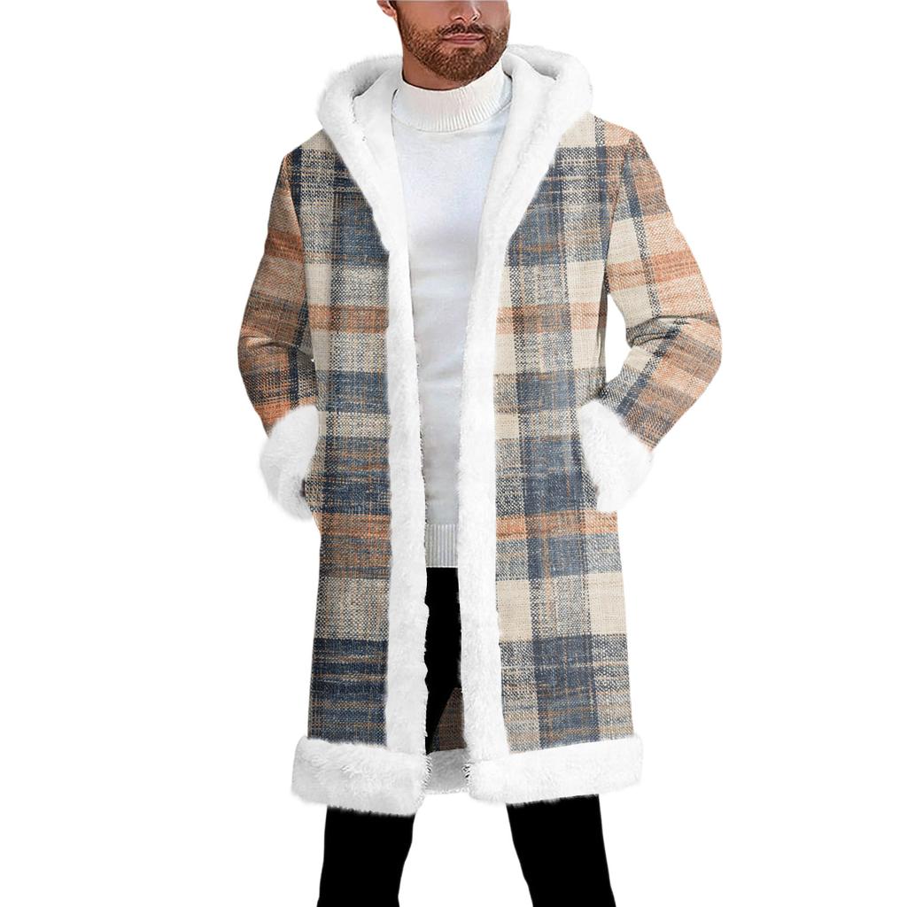 Herrkofta med huva, lång varm kappa