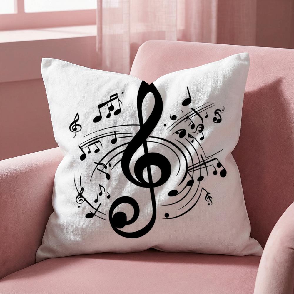 Sheet Music Printing Cushion Cover Multi-Scene Pillow Cover for Home & Car - Reversible, Soft & Durable for Daily Use