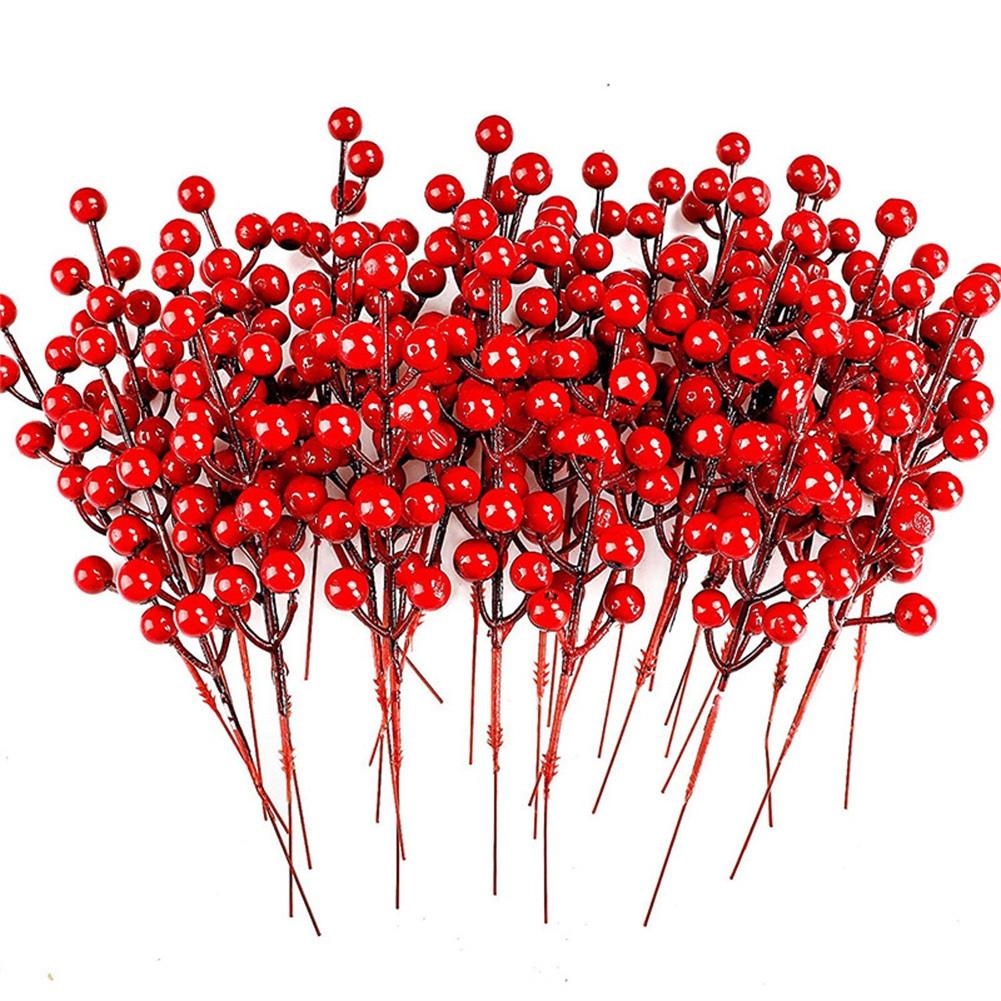 10Pcs Red Berries Stems Red Berry Artificia flowers  Craft Holiday Decor