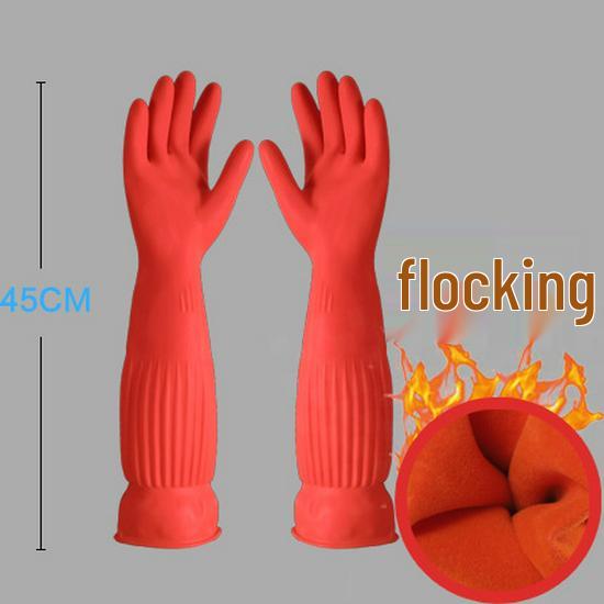 Thickened Waterproof Rubber Gloves for Dishwashing & Laundry – Warm & Durable for Winter Housework