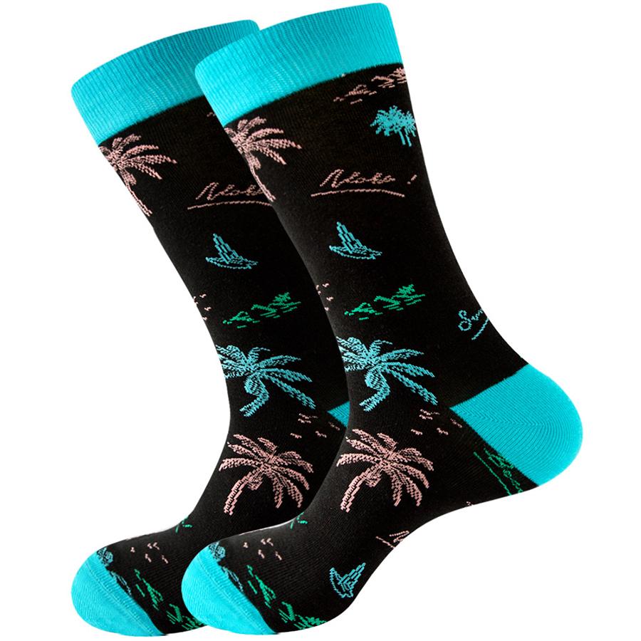 1 Pair Cartoon Men's Socks Comfortable Warmth Socks Duck Coconut Tree Donut Trendy Socks Cake Gift Socks Stripes Christmas Gift