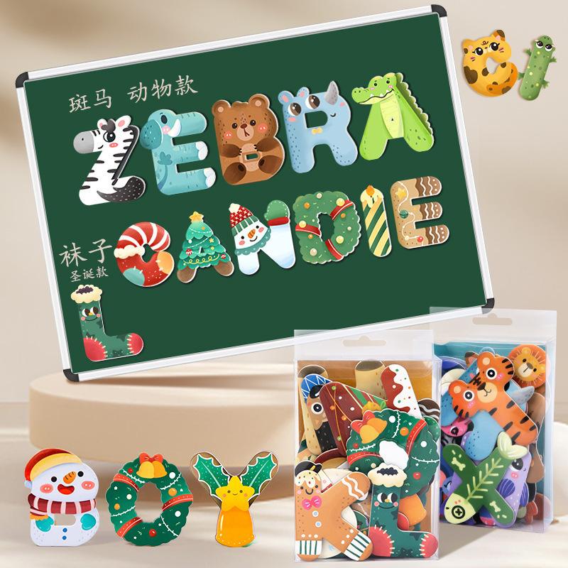 Puzzle di apprendimento cognitivo in legno per bambini, educazione precoce, magnete per frigorifero, alfabeto, puzzle di spelling cognitivo, giocattol