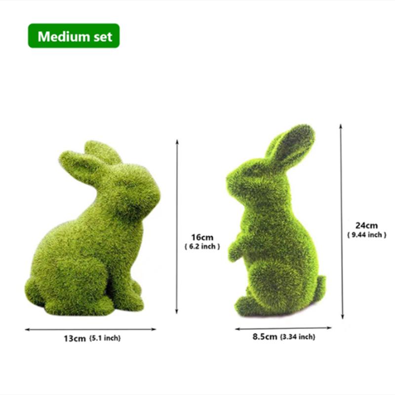 Easter Bunny Outdoor Decoration Artificial Plant Green Flocking Bunny Toys Handmade Grass Turf Home Office Garden Ornament 2025