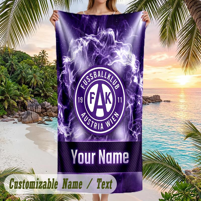Beach Towel Austria Wien FC Print Custom Name Text Soft Towel for Swimming Pool