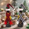 Festive Gingham Wine Bottle Covers - Tabletop Christmas Decoration Set