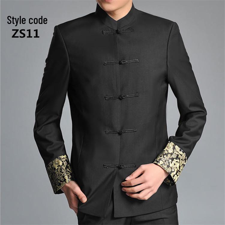 Men's Youth Slim Fit Zhongshan Suit: Stand Collar Casual Chinese Style Wedding Dress 16