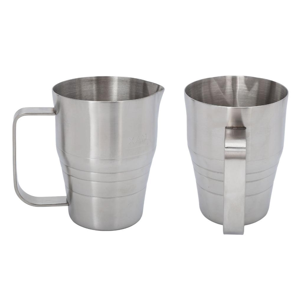 Silver Milk Frother Pitcher Stainless Steel Milk Steaming Pitcher Milk Frothing Cup Latte Art