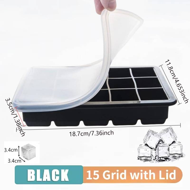 Summer 1pc Ice Cube Trays Silicone Ice Cube Molds for Freezer with Lid Reusable Whiskey Ice Mold Ball Diamond Ice Mold