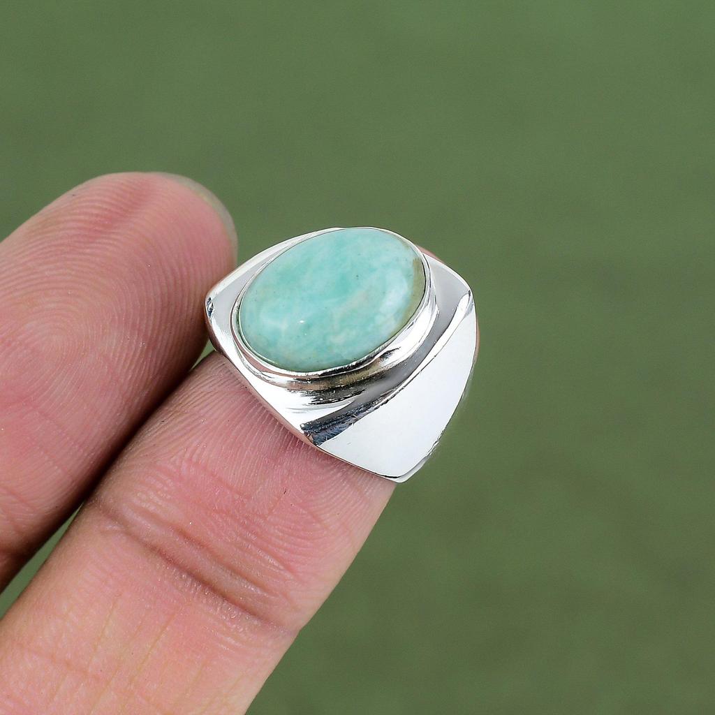 Amazonitring 925er Sterlingsilberring Ein Edelsteinring von höchster Qualität Handgefertigter Schmuck Statement-Ring Jahrestagsgeschenk In Ringgröße erhältlich