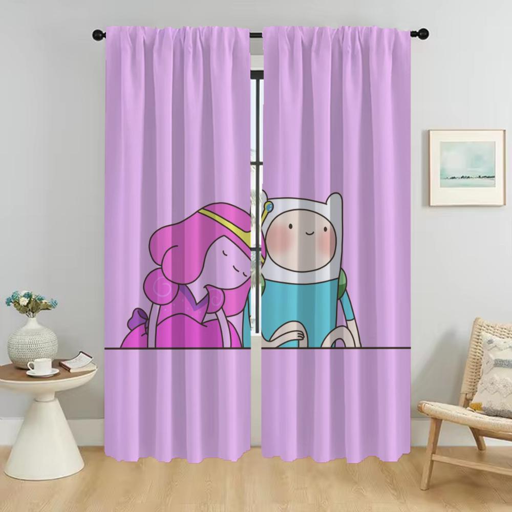 Adventure Times Home Interior Curtains 2 Pieces Elegant Room Curtains for Living Room Tulle for Bedroom Halloween Decoration