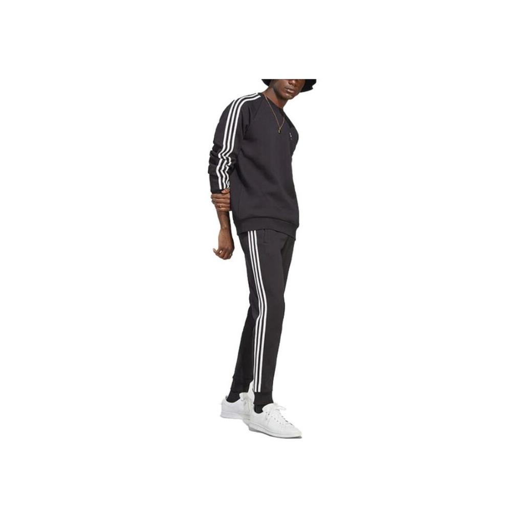 Adidas Originals Trefoil Stripe Print Crew Neck Sweatshirt Men Sweatshirt Black IA4861