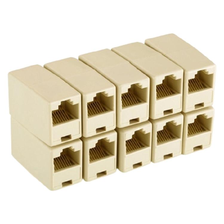 10Pcs Socket Connector RJ45 CAT5 Coupler Plug Connector Networking LAN Cable Extender Adapter Internet Replacement 1