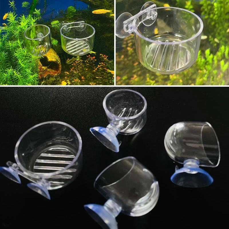 New Aquarium Decoration Hanging Fish Tank Mini Crystal Acrylic Glass Pot Polka Water Planting Cylinder Cup Feeding Accessories