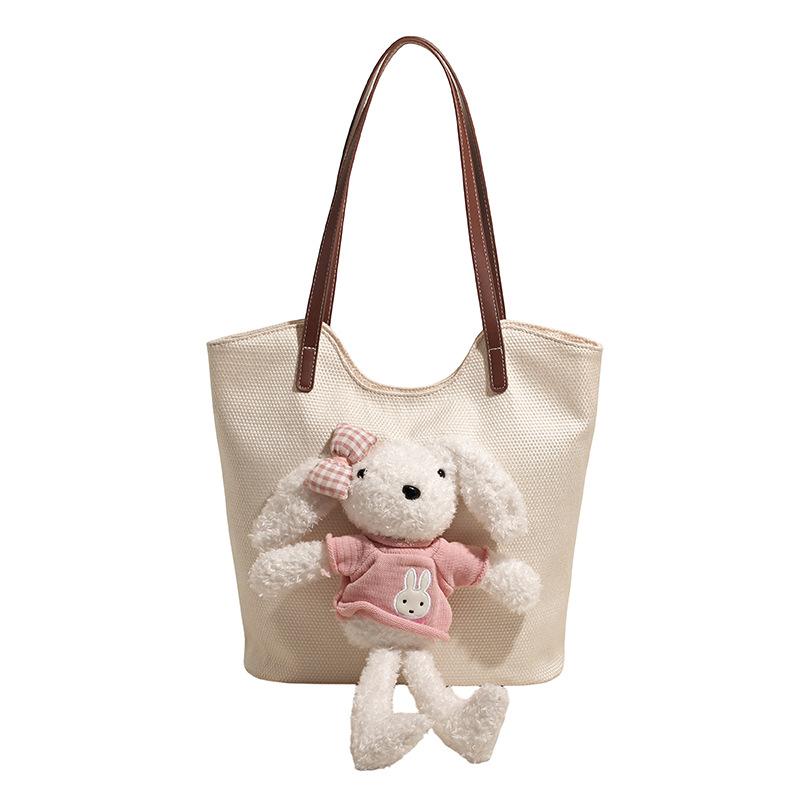 Large-capacity bag women's summer versatile new casual cartoon cute one-shoulder college student tote bag