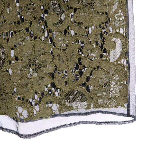 MSGM Italian Silk Long sleeve Sheer Lace one piece 40 Khaki x black Women Used