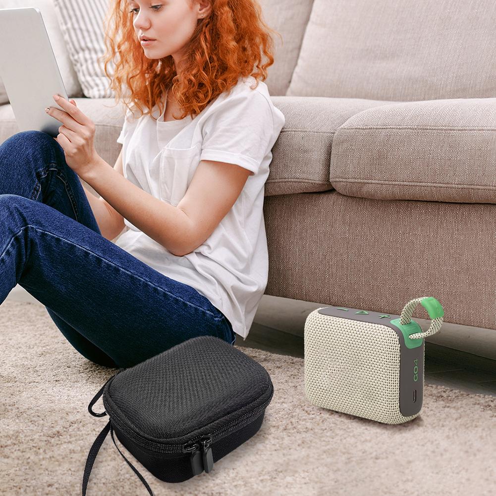 Hard Travel Case Shockproof Portable Storage Bag with Hand Rope & Carabiner Speaker Carrying Bag for JBL Go 4 Portable Speaker