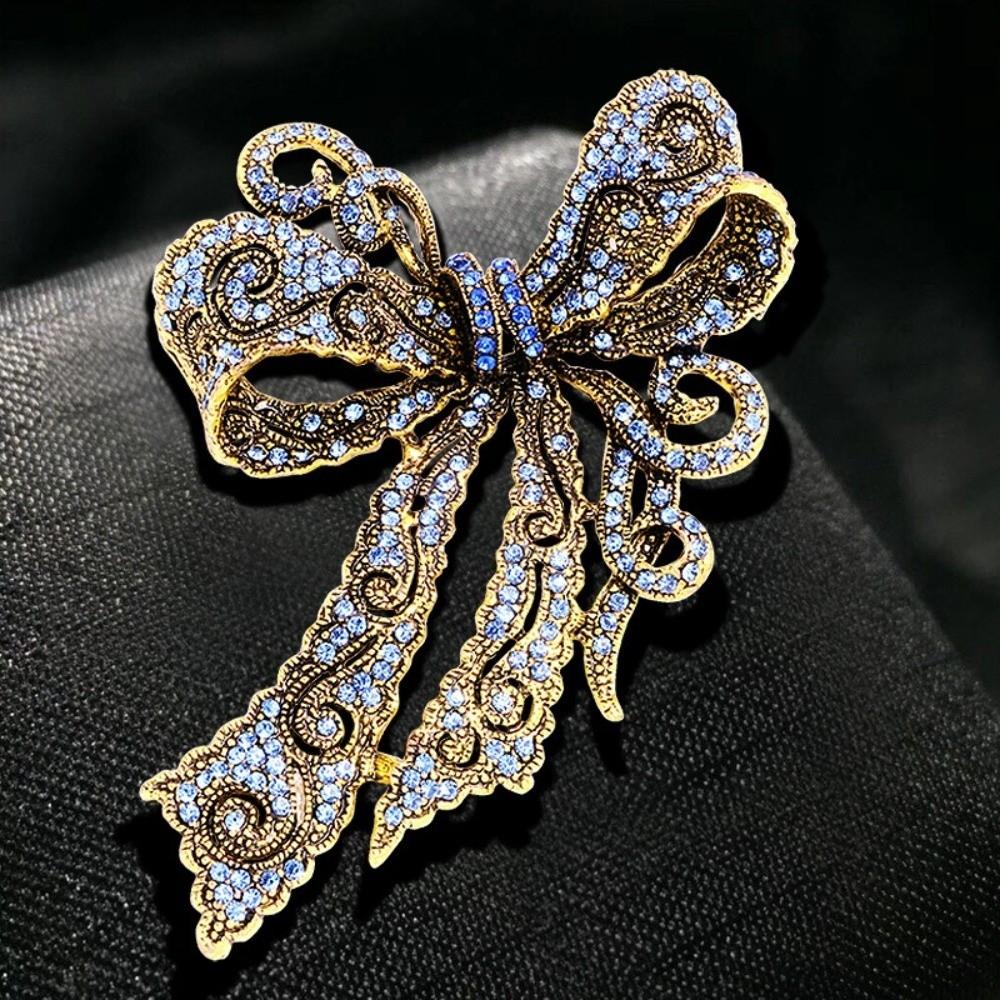 Luxury Rhinestone Bow Brooch Exquisite Bowknot Pin Fashion Corsage Decoration  Gift Giving