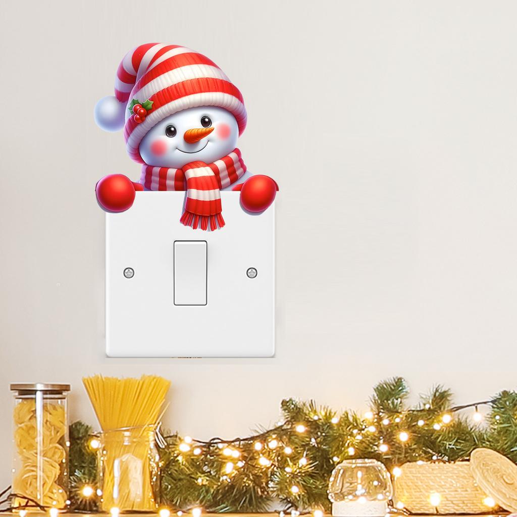 Christmas Snowman Self-adhesive Switch for Wall, for Bedroom, Living Room, Entrance Switch, Christmas Sticker