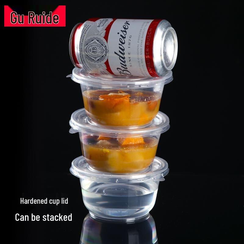 Guraide Round Disposable Plastic Soup/Meal Bowls with Lids