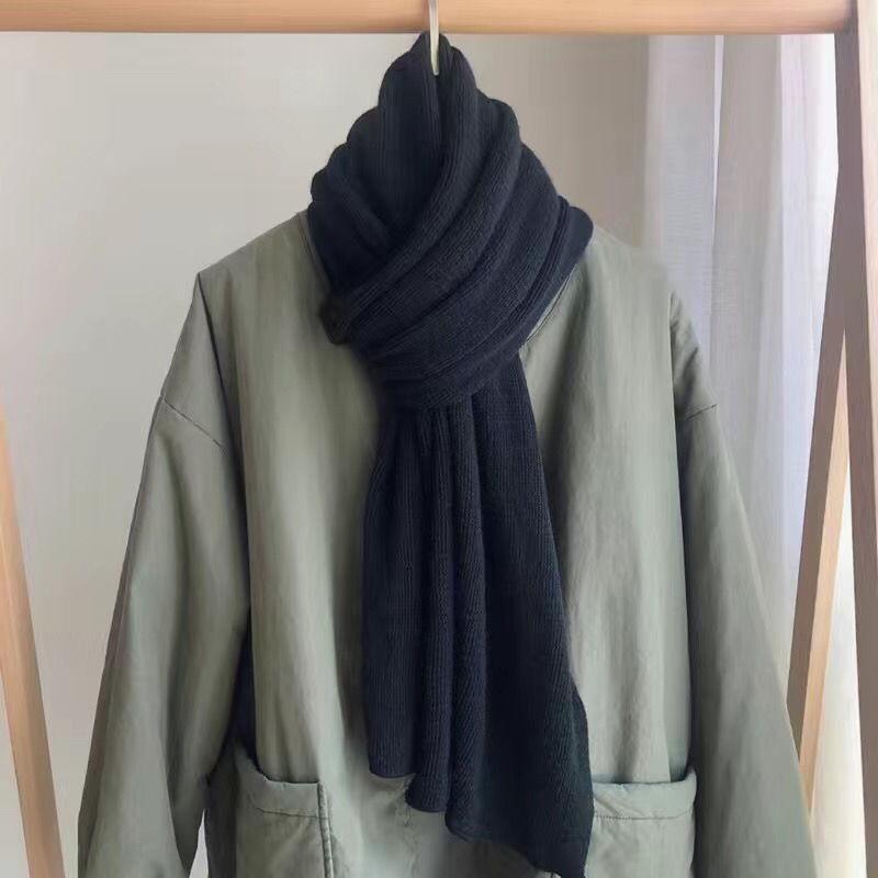 

Men s High-Appearance Korean-Style Atmosphere Neck Warmer Winter Student Versatile Warm Knitted Solid-Color One Size чёрный