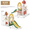 BTM Indoor Playground Equipment, Large Playground with Slide, Hoop, Playhouse, Dartboard, Basketball Hoop, Soccer Hoop, and Table, Perfect for