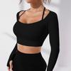 New Threaded Yoga Long Sleeve Top For Women, Yoga Tight Fitness, Neck Hanging, Slimming Fitness Top For Women