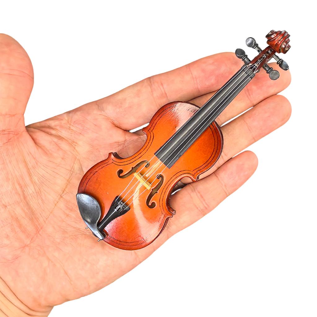 2 Pack Wooden Mini Musical Instrument Violin Realistic Mini Cello Instrument Model for Desk Shelf Decor Ornaments Gift Idea