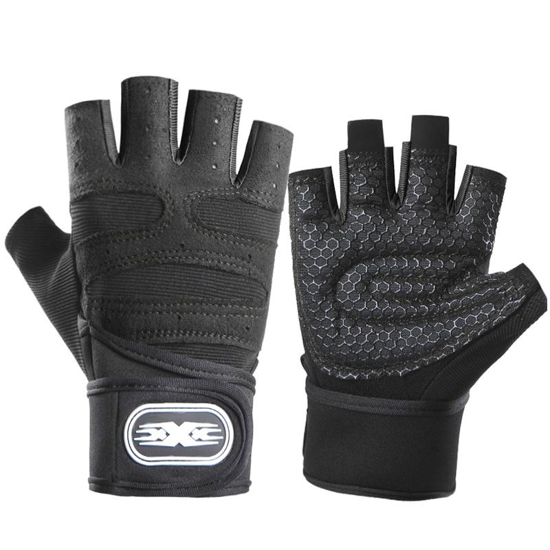 Fitness gloves Weightlifting half-finger gloves Men's outdoor sports Men's and women's long wrist guards Anti-skid equipment Dumbbell training