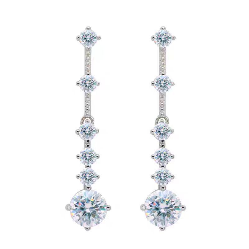 Elegant Cross Moissanite Long Earrings: Luxury Full Diamond Inlaid Sterling Silver Drops for Women