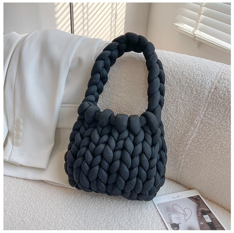 ins handmade knitted bag DIY material bag homemade coarse wool bag Icelandic thread bag armpit bag shoulder bag homemade trendy