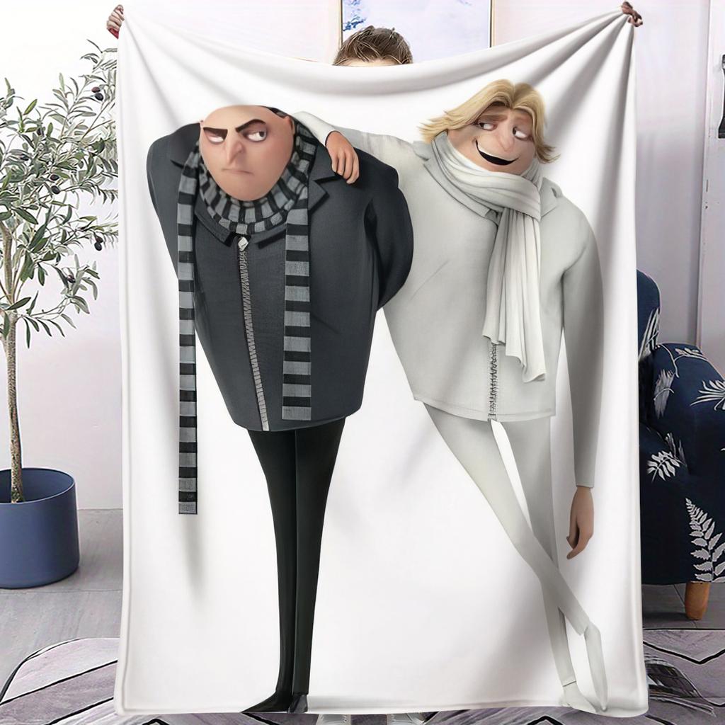 Despicable Me Gru Family Cute Cartoon Print Flannel Blanket for Adult Quality Soft Warm Universal Blanket for Travel Picnic Home