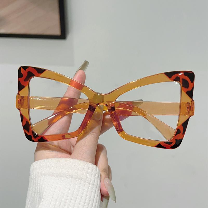 Butterfly Shaped Glasses Women Fashion Oversize Blue Light Blocking Optical Frames Trendy Patchwork Rim Design Eyeglasses