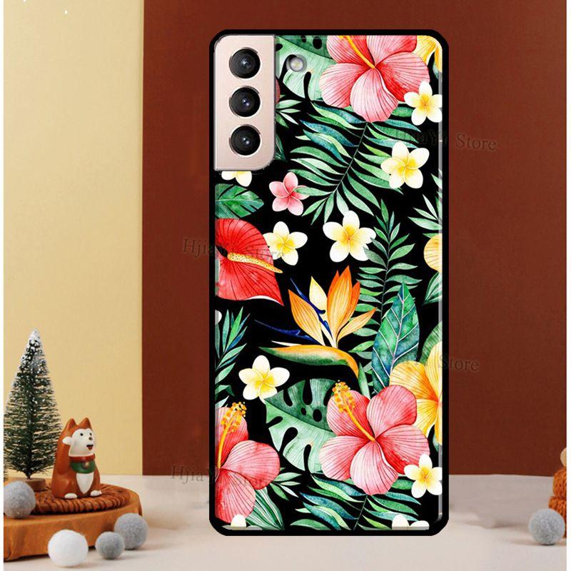 Tropical Paradise Hawaiian Flower Phone Case For Samsung Galaxy S21 S20 FE S8 S9 S10 Note 10 Plus Note 20 S22 Ultra Cover