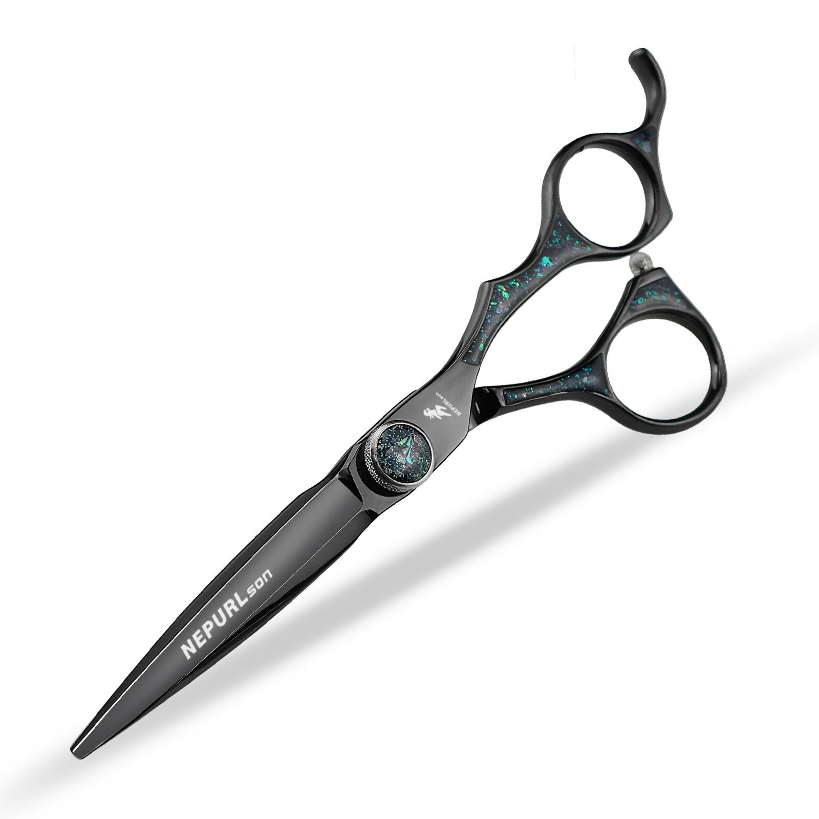 Napson 6.0-inch Black Resin Handle Hairdressing & Thinning Barber Scissors