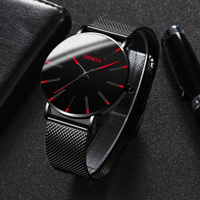 Moda Uomo Classico Business Orologi Neri Casual Quarzo